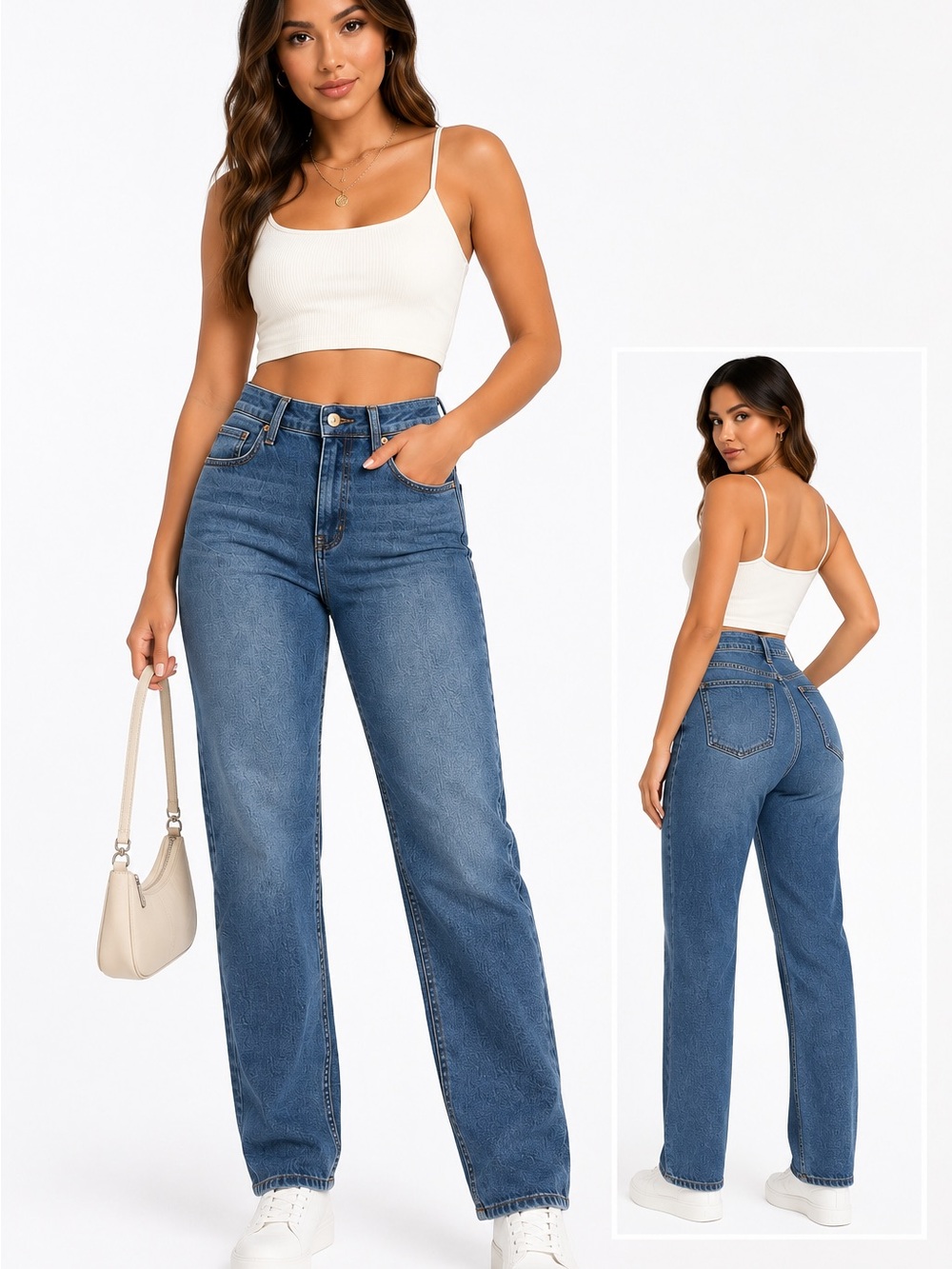 Fashion Nova High Rise Straight Leg Jeans Size 11/30 Medium Wash EUC